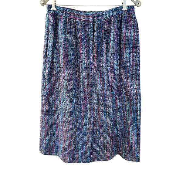 Vintage Doncaster Silks Multicolor Woven Tweed Straight Office Midi Skirt 12 - Picture 3 of 7